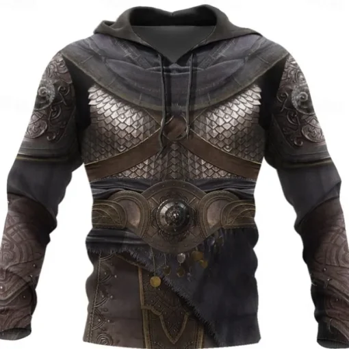 Warriors Viking Tattoo Hoodie Cartoon Manga Anime 3D Front Pocket Graphic For Men's Adults' Halloween Carnival Masquerade 3D Print Casual Daily