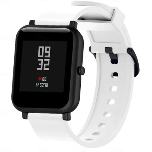 Watch Band for Amazfit GTS 4,4mini, 3,2,2mini, 2e, GTR 42mm, Bip U Pro, U, 3 Pro, 3, S lite, S, lite Silicone Replacement Strap Soft Breathable Classic Buckle Wristband