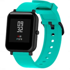Watch Band for Amazfit GTS 4,4mini, 3,2,2mini, 2e, GTR 42mm, Bip U Pro, U, 3 Pro, 3, S lite, S, lite Silicone Replacement Strap Soft Breathable Classic Buckle Wristband