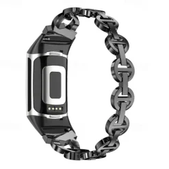 Watch Band for Fitbit Charge 5 Stainless Steel Replacement Strap Bling Diamond Jewelry Bracelet Wristband