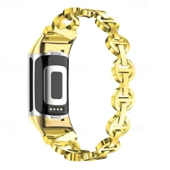 Watch Band for Fitbit Charge 5 Stainless Steel Replacement Strap Bling Diamond Jewelry Bracelet Wristband