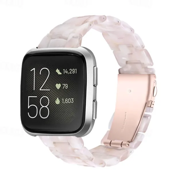 Watch Band for Fitbit Versa 2 / Versa Lite / Versa SE / Versa Resin Replacement Strap Women Metal Clasp Stainless Steel Buckle Link Bracelet Wristband
