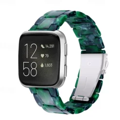 Watch Band for Fitbit Versa 2 / Versa Lite / Versa SE / Versa Resin Replacement Strap Women Metal Clasp Stainless Steel Buckle Link Bracelet Wristband