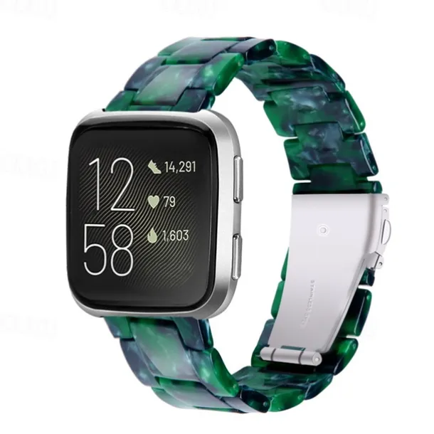 Watch Band for Fitbit Versa 2 / Versa Lite / Versa SE / Versa Resin Replacement Strap Women Metal Clasp Stainless Steel Buckle Link Bracelet Wristband