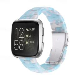 Watch Band for Fitbit Versa 2 / Versa Lite / Versa SE / Versa Resin Replacement Strap Women Metal Clasp Stainless Steel Buckle Link Bracelet Wristband