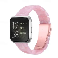 Watch Band for Fitbit Versa 2 / Versa Lite / Versa SE / Versa Resin Replacement Strap Women Metal Clasp Stainless Steel Buckle Link Bracelet Wristband