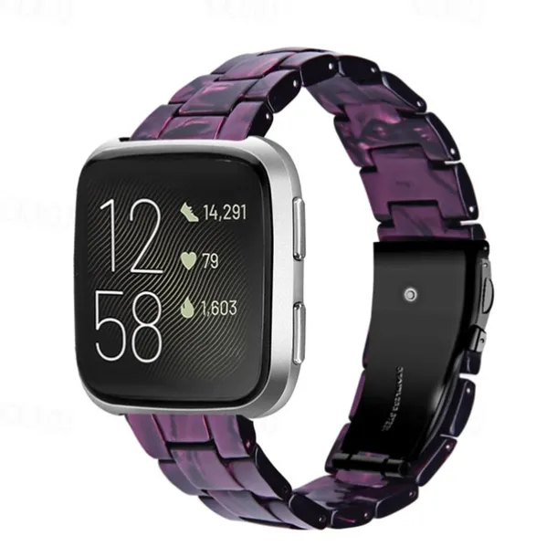 Watch Band for Fitbit Versa 2 / Versa Lite / Versa SE / Versa Resin Replacement Strap Women Metal Clasp Stainless Steel Buckle Link Bracelet Wristband