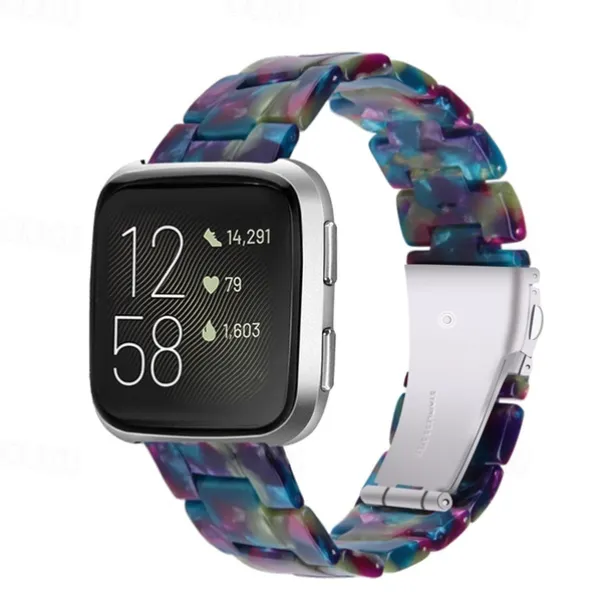 Watch Band for Fitbit Versa 2 / Versa Lite / Versa SE / Versa Resin Replacement Strap Women Metal Clasp Stainless Steel Buckle Link Bracelet Wristband