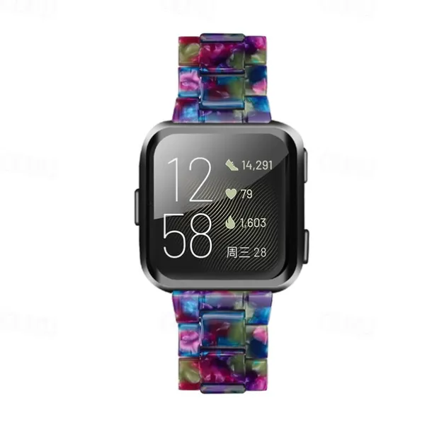 Watch Band for Fitbit Versa 2 / Versa Lite / Versa SE / Versa Resin Replacement Strap Women Metal Clasp Stainless Steel Buckle Link Bracelet Wristband