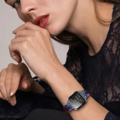 Watch Band for Fitbit Versa 2 / Versa Lite / Versa SE / Versa Resin Replacement Strap Women Metal Clasp Stainless Steel Buckle Link Bracelet Wristband