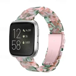 Watch Band for Fitbit Versa 2 / Versa Lite / Versa SE / Versa Resin Replacement Strap Women Metal Clasp Stainless Steel Buckle Link Bracelet Wristband
