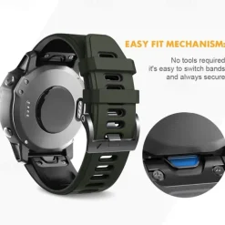 Watch Band for Garmin Fenix 7 7X 6 6X Pro Epix Pro 47mm 51mm Instinct 2X Approach S70 47mm S62 S60 Forerunner 955 945 Epix Marq Descent Quatix 22mm 26mm Silicone Replacement Strap 22mm 26mm Sport