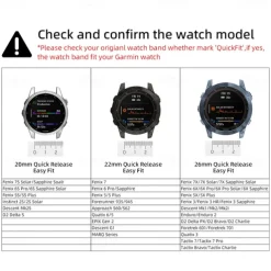 Watch Band for Garmin Fenix 7 6 5 Forerunner 955 Solar 945 935 Instinct 2 Epix Approach S62 S60 Marq Descent G1 Quatix 7 Genuine Leather Replacement Strap Quick Fit 22mm Wristband