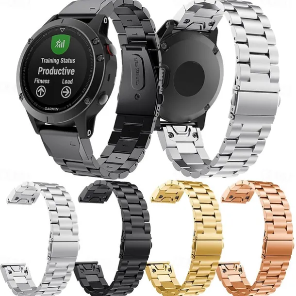Watch Band for Garmin Fenix 7 Pro 6 5 Plus Epix Pro 47mm Approach S70 47mm S62 S60 Forerunner 955 255 945 745 Instinct 2 Marq Descent Quatix 22mm Stainless Steel Replacement Strap Quick Fit 22mm