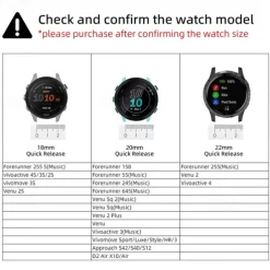 Watch Band for Garmin Forerunner 265S 255S Active 5 Venu 3S 2S Sq 2 Plus Vivoactive 4S 3 Vivomove Sport 18mm 20mm Silicone Replacement Strap 18mm 20mm Waterproof Adjustable Sport Band Wristband