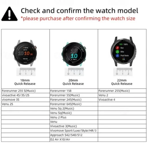 Watch Band for Garmin Forerunner 265S 255S Active 5 Venu 3S 2S Sq 2 Plus Vivoactive 4S 3 Vivomove Sport 18mm 20mm Silicone Replacement Strap 18mm 20mm Waterproof Adjustable Sport Band Wristband