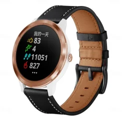 Watch Band for Garmin Forerunner 265 255 Active 5 Venu 3 2 Plus Vivoactive 4 3 Vivomove Sport Approach S42 S40 20mm 22mm Genuine Leather Replacement Strap 20mm 22mm Leather Loop Wristband