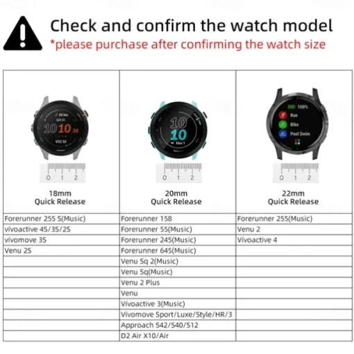 Watch Band for Garmin Huawei Forerunner 265S 265 Venu 3S 3 Active 5 Vivoactive 4S 4 Vivomove Sport Luxe Style HR Approach S42 S40 S12 18mm 20mm 22mm Nylon Replacement Strap 18mm 20mm 22mm Sport Band