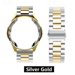 Watch Band for Samsung Galaxy Watch 6 5 4 40/44mm Watch 6 Classic 43/47mm Watch 5 Pro 45mm Watch 4 Classic 42/46mm 3 41mm Stainless Steel Replacement Strap with Case Sport Band Wristband