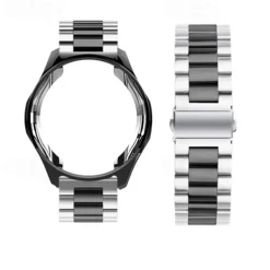 Watch Band for Samsung Galaxy Watch 6 5 4 40/44mm Watch 6 Classic 43/47mm Watch 5 Pro 45mm Watch 4 Classic 42/46mm 3 41mm Stainless Steel Replacement Strap with Case Sport Band Wristband