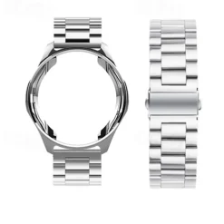 Watch Band for Samsung Galaxy Watch 6 5 4 40/44mm Watch 6 Classic 43/47mm Watch 5 Pro 45mm Watch 4 Classic 42/46mm 3 41mm Stainless Steel Replacement Strap with Case Sport Band Wristband