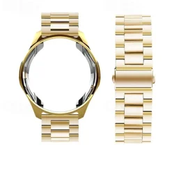 Watch Band for Samsung Galaxy Watch 6 5 4 40/44mm Watch 6 Classic 43/47mm Watch 5 Pro 45mm Watch 4 Classic 42/46mm 3 41mm Stainless Steel Replacement Strap with Case Sport Band Wristband