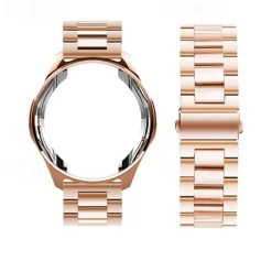 Watch Band for Samsung Galaxy Watch 6 5 4 40/44mm Watch 6 Classic 43/47mm Watch 5 Pro 45mm Watch 4 Classic 42/46mm 3 41mm Stainless Steel Replacement Strap with Case Sport Band Wristband