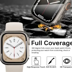 Watch Case with Screen Protector Compatible with Apple Watch Series 8 7 41mm 45mm / Series 6 5 4 SE 40mm 44mm Scratch Resistant Dust Proof Bumper Full Cover Hard PC Watch Cover