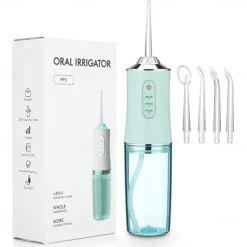 Water Flosser Cordless Dental Oral Irrigator Portable Water Flossers for Teeth with 220ML Detachable Tank Rechargeable IPX7 Waterproof Water Teeth Cleaner Picks with 3 Mode 4 Tips for Family Travel