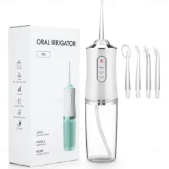 Water Flosser Cordless Dental Oral Irrigator Portable Water Flossers for Teeth with 220ML Detachable Tank Rechargeable IPX7 Waterproof Water Teeth Cleaner Picks with 3 Mode 4 Tips for Family Travel