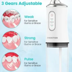 Water Flosser Cordless Dental Oral Irrigator Portable Water Flossers for Teeth with 220ML Detachable Tank Rechargeable IPX7 Waterproof Water Teeth Cleaner Picks with 3 Mode 4 Tips for Family Travel