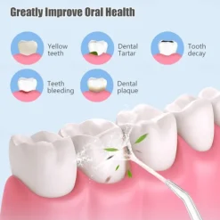 Water Flosser Cordless Dental Oral Irrigator Portable Water Flossers for Teeth with 220ML Detachable Tank Rechargeable IPX7 Waterproof Water Teeth Cleaner Picks with 3 Mode 4 Tips for Family Travel