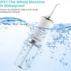 Water Flosser Cordless Dental Oral Irrigator Portable Water Flossers for Teeth with 220ML Detachable Tank Rechargeable IPX7 Waterproof Water Teeth Cleaner Picks with 3 Mode 4 Tips for Family Travel