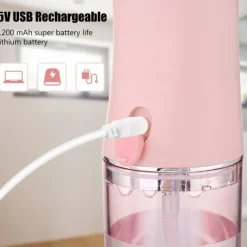 Water Flosser Cordless Dental Oral Irrigator Portable Water Flossers for Teeth with 220ML Detachable Tank Rechargeable IPX7 Waterproof Water Teeth Cleaner Picks with 3 Mode 4 Tips for Family Travel