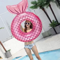 Water Play Equipment Inflatable Pool Float Non Toxic Geometric Pattern PVC Beach Theme Family Outdoor Summer All Adults'