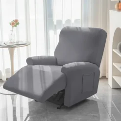 Water Repellent Burgundy Recliner Covers Including Armrest Cover, Backrest Cover Sofa Seat Cover Stretch Spandex Recliner Slipcover with Side Pockets