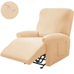 Water Repellent Burgundy Recliner Covers Including Armrest Cover, Backrest Cover Sofa Seat Cover Stretch Spandex Recliner Slipcover with Side Pockets