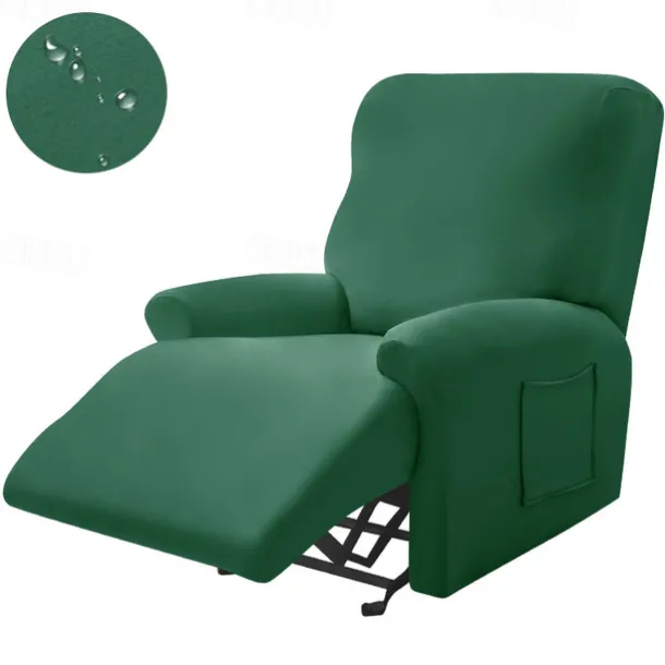 Water Repellent Burgundy Recliner Covers Including Armrest Cover, Backrest Cover Sofa Seat Cover Stretch Spandex Recliner Slipcover with Side Pockets