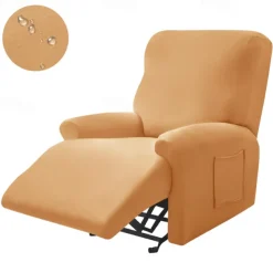 Water Repellent Burgundy Recliner Covers Including Armrest Cover, Backrest Cover Sofa Seat Cover Stretch Spandex Recliner Slipcover with Side Pockets