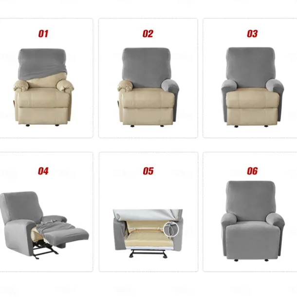 Water Repellent Burgundy Recliner Covers Including Armrest Cover, Backrest Cover Sofa Seat Cover Stretch Spandex Recliner Slipcover with Side Pockets