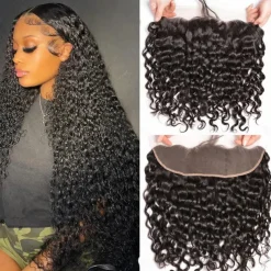 Water Wave Ear To Ear 13x4 HD Lace Frontal Closure 100% Unprocessed Brazilian Virgin Human Hair Lace Frontal Closure 150% Density Brazilian Remy Wet and Wavy Frontal Closures Natural Color