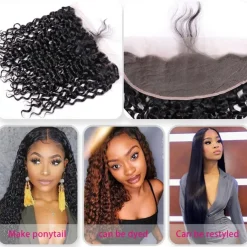 Water Wave Ear To Ear 13x4 HD Lace Frontal Closure 100% Unprocessed Brazilian Virgin Human Hair Lace Frontal Closure 150% Density Brazilian Remy Wet and Wavy Frontal Closures Natural Color