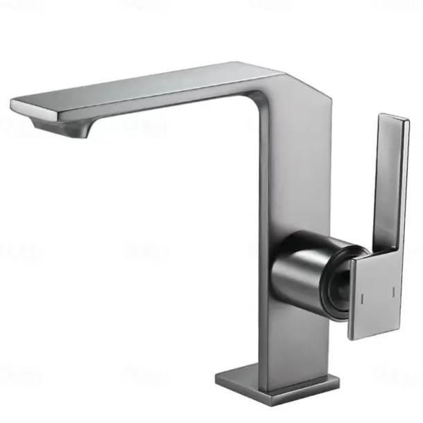 Waterfall Bathroom Sink Mixer Faucet Brass, Single Handle Washroom Basin Taps One Hole Faucets with Hot and Cold Hose, Waterfall Spout Brass Bathroom Tap Chrome Black Gold Grey