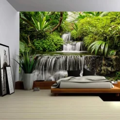 Waterfall Landscape Hanging Tapestry Wall Art Large Tapestry Mural Decor Photograph Backdrop Blanket Curtain Home Bedroom Living Room Decoration