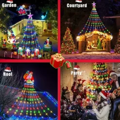 Waterfall String Light 198 Leds USB Flowing Water Light 9 Strip 2 meters 8 Lighting Modes with Remote Control Waterproof Suitable for Party Bedroom Wall Flashing Indoor Outdoor Decoration