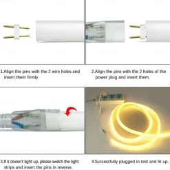 Waterproof 360 Round Neon Led Light Strip 220V-240V Tube Flexible Rope Lights Pool Light Strip Holiday Home Decoration for Indoors Outdoors DIY Decor