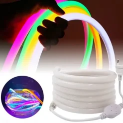 Waterproof 360 Round Neon Led Light Strip Tube Flexible Rope Lights Pool Light Strip Holiday Home Decoration for Indoors Outdoors DIY Decor 100~240V