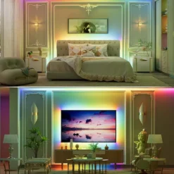 Waterproof COB LED Strip Light, RGB Intelligent IC Strip 16ft 5M DC24V Flexible LED Tape Light WS2811 Addressable RGB Ribbon Suitable Party/Home DIY Lighting Projects (Excluding Power and Controller)