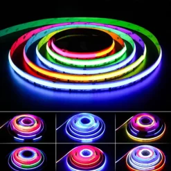 Waterproof COB LED Strip Light, RGB Intelligent IC Strip 16ft 5M DC24V Flexible LED Tape Light WS2811 Addressable RGB Ribbon Suitable Party/Home DIY Lighting Projects (Excluding Power and Controller)