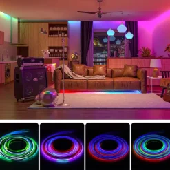 Waterproof COB LED Strip Light, RGB Intelligent IC Strip 16ft 5M DC24V Flexible LED Tape Light WS2811 Addressable RGB Ribbon Suitable Party/Home DIY Lighting Projects (Excluding Power and Controller)